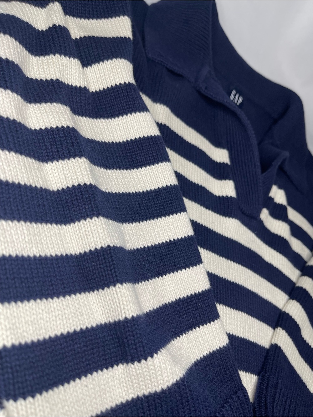 Gap Navy and White Striped Collared Sweater - Picture 7 of 15